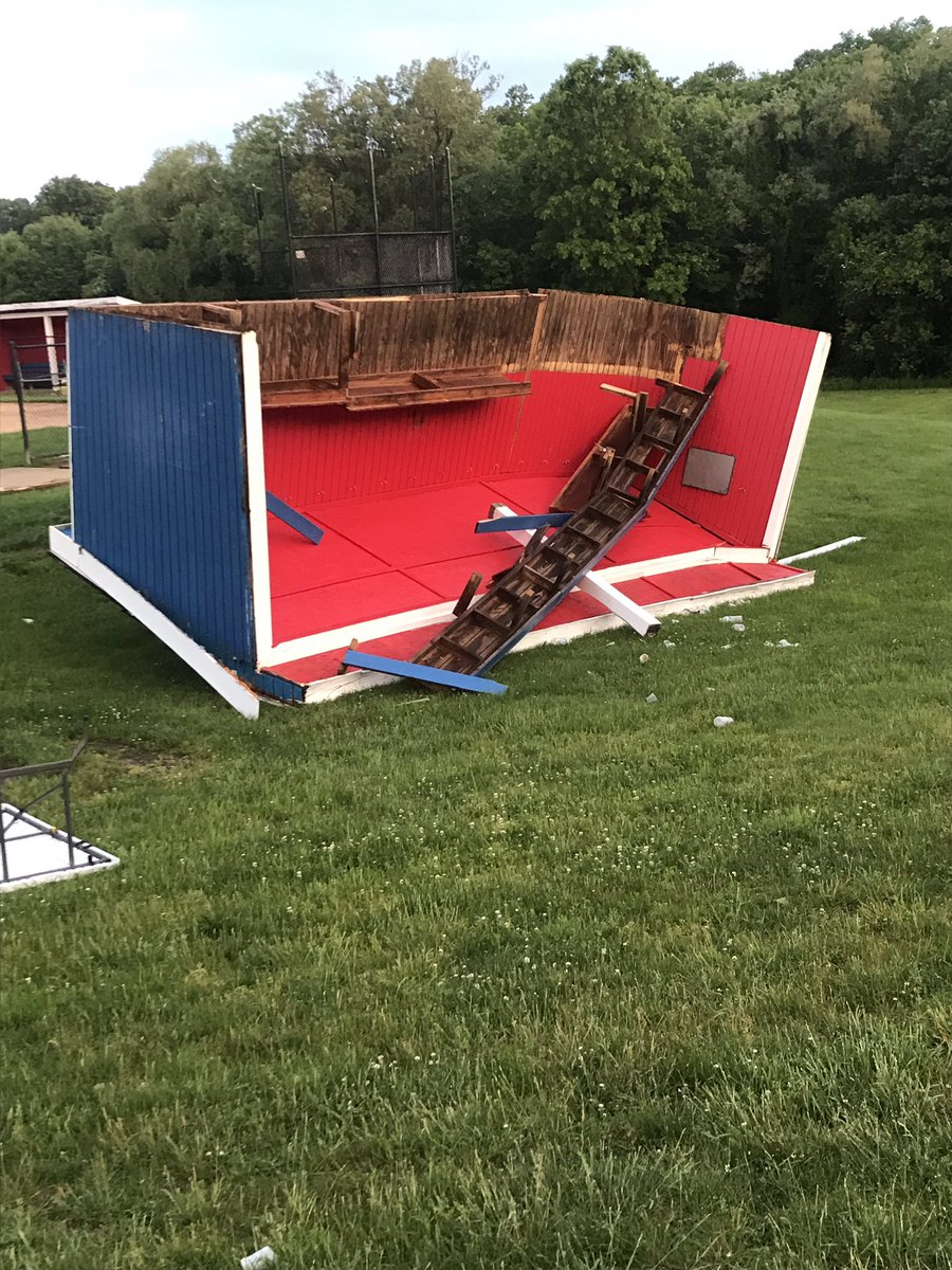 Damage to Lenape Valley Regional High School where a storm came through before 9 last night. No school today as they clean up