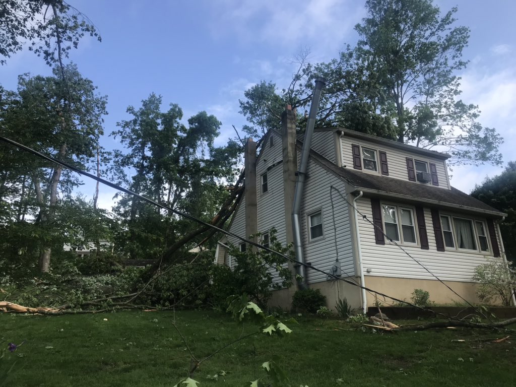 Damage from last night's storm. These pictures were all taken along the same street in Hopatcong, New Jersey.   