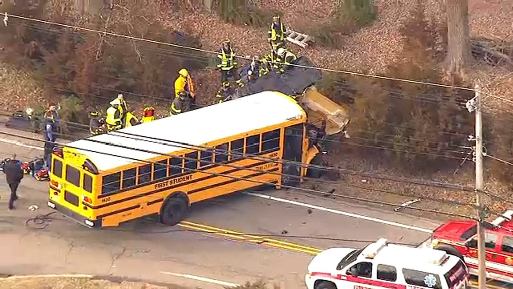 School bus, 2 vehicles involved in serious crash in New Jersey on Washington Valley Road near Blossom Drive.