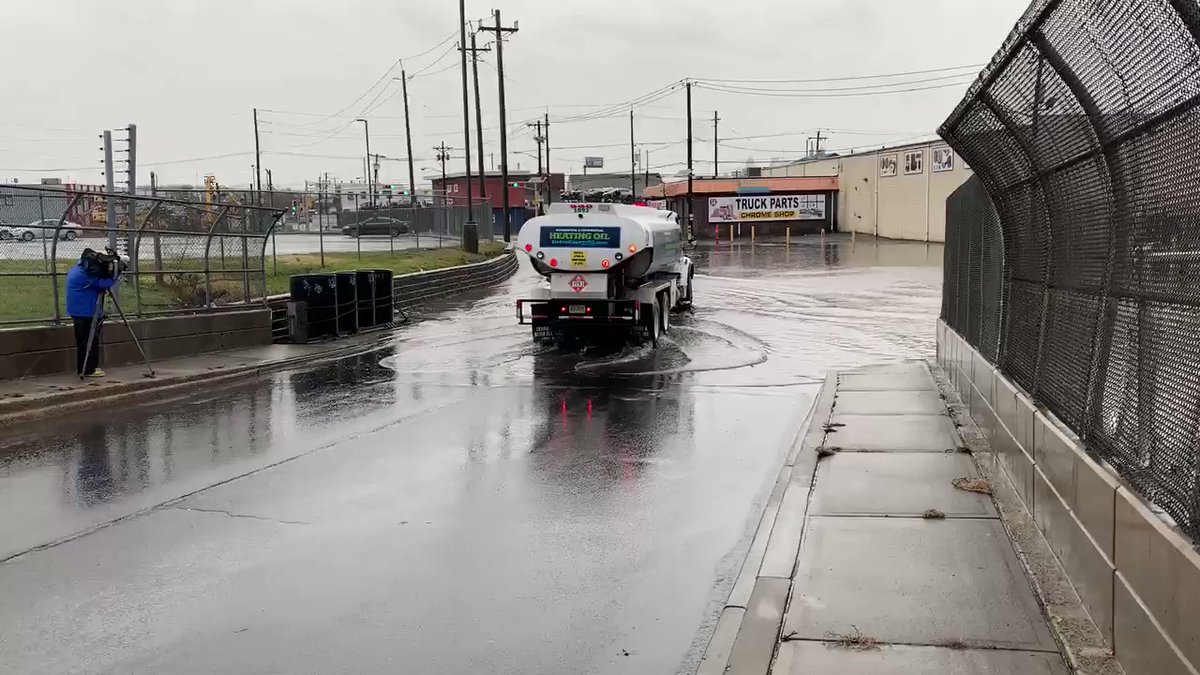 Street flooding on Wilson Ave. in Newark. Most trucks and vehicles have been able to get through but still advised to stay clear of the area. 