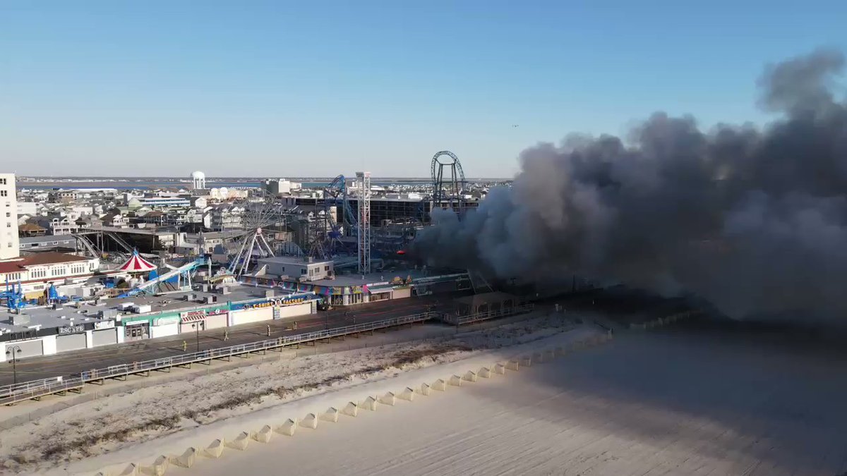 Video of the Ocean City Castaway Cove fire from a viewer on the beach this morning. Black smoke was billowing toward the water. Incredible work by firefighters this morning keeping this from spreading too far down the boardwalk