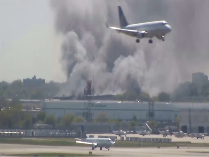 Large fire burning at a trash facility in Elizabeth, NJ - near Newark Airport.  Air traffic not impacted at this time