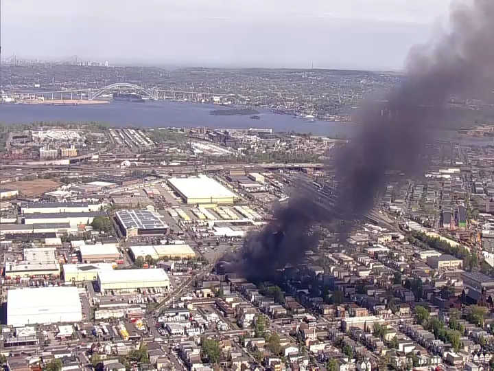 Large fire burning at a trash facility in Elizabeth, NJ - near Newark Airport.  Air traffic not impacted at this time 