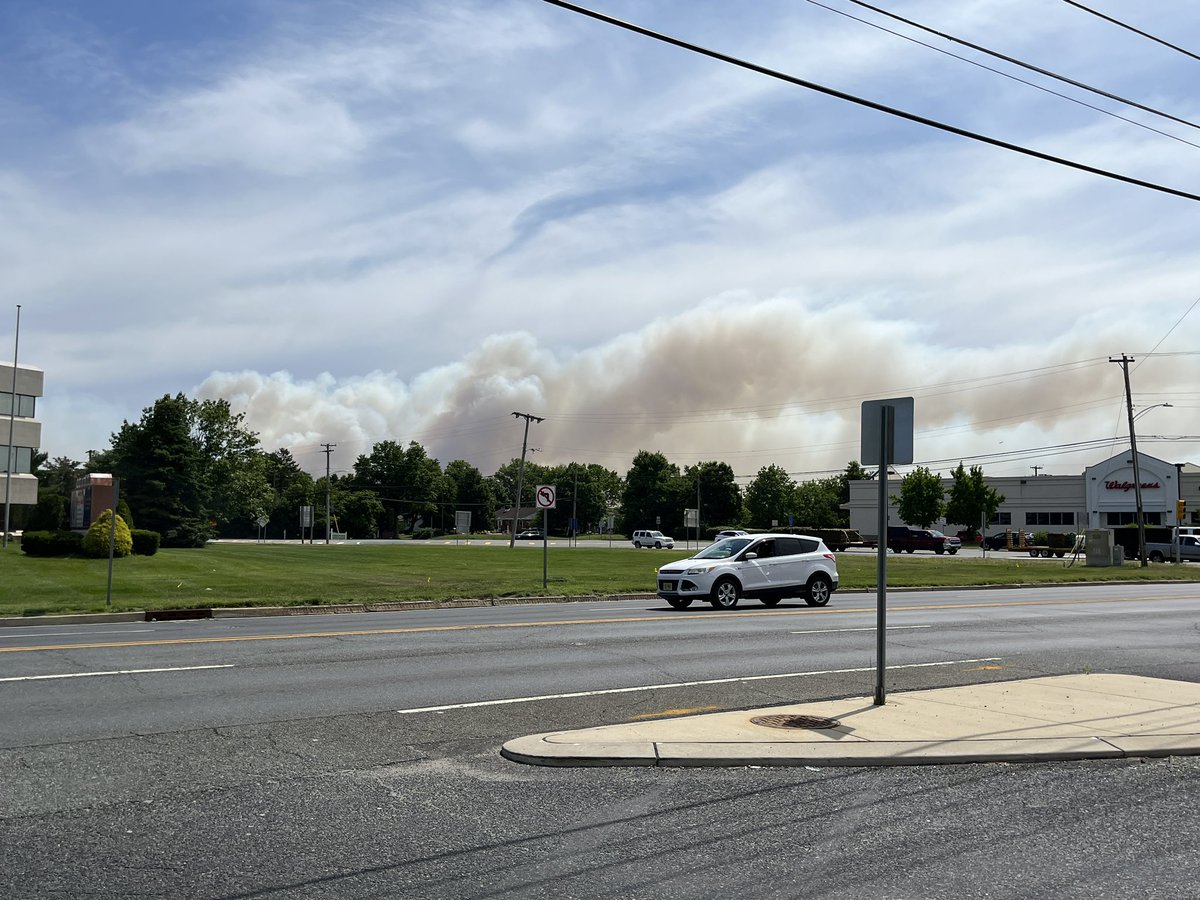 Smoke from Wharton State Forest fire as seen from the White Horse Pike in Hammonton about 10 miles away