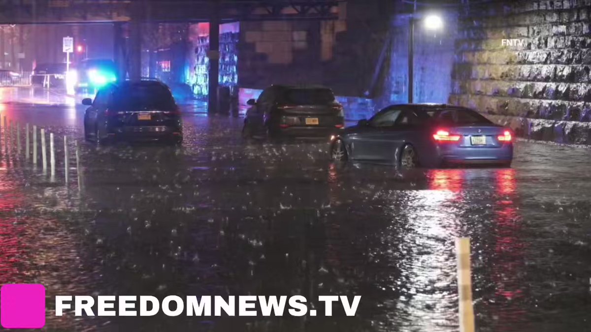 Motorists left stranded with multiple stalled cars in flood waters required assistance from police and towing companies on Marin Blvd near 18th St  and  Observer Highway, on the border of Jersey City and Hoboken, NJ