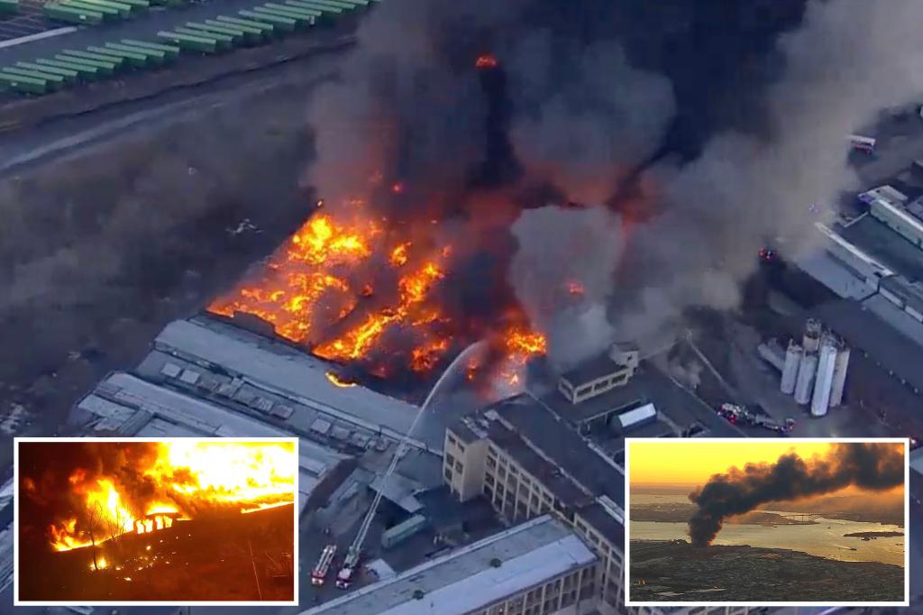 Massive NJ fire engulfs large industrial warehouse near Newark airport