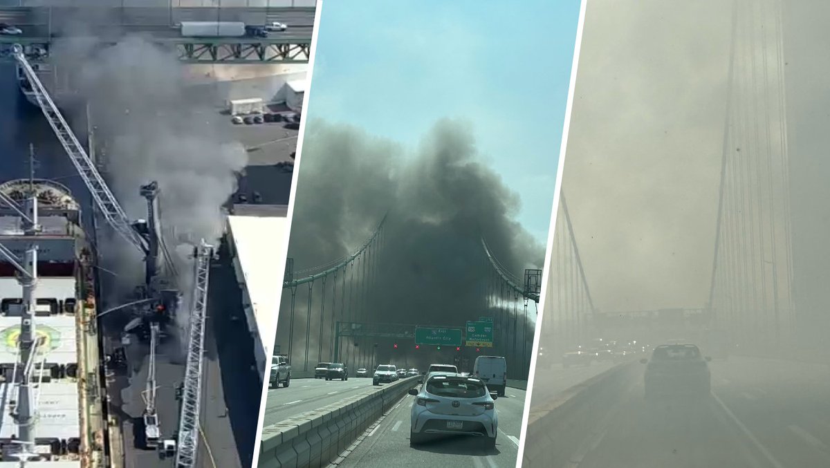 Firefighters were able to get a large crane fire near the Walt Whitman Bridge under control. No injuries were reported.