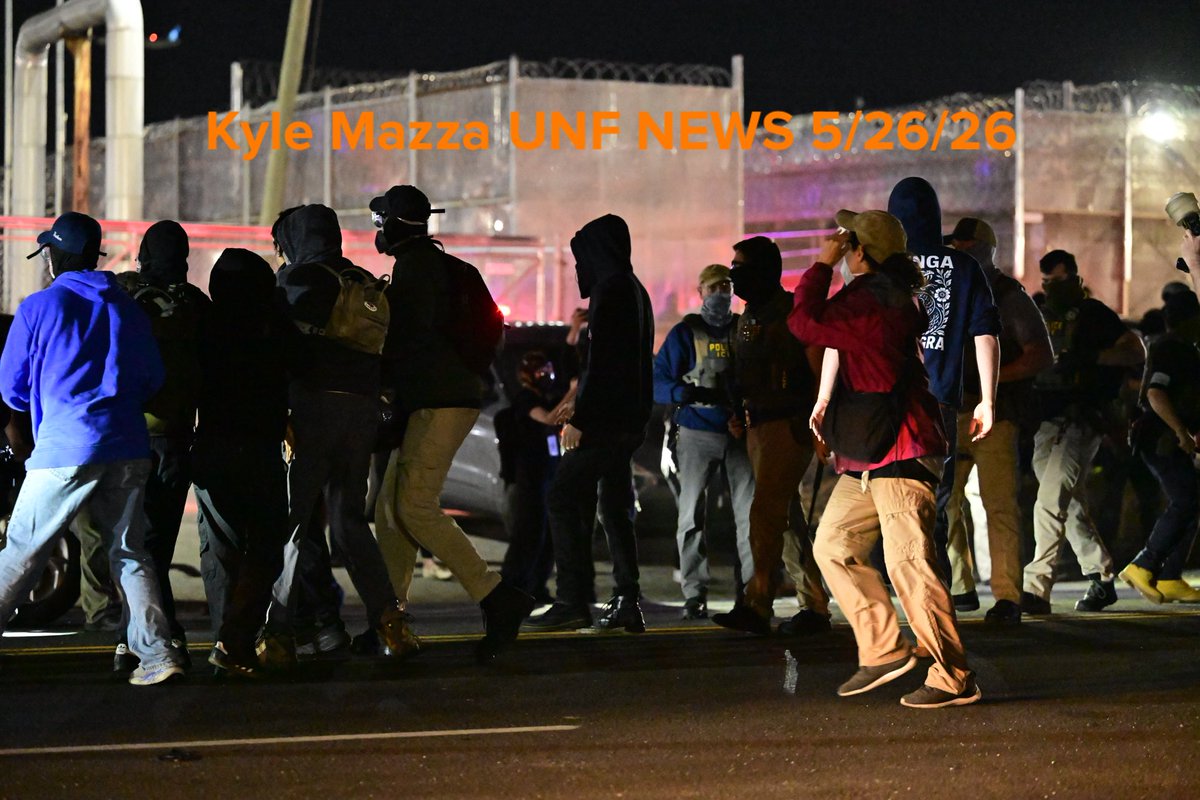 Several protesters demonstrate and stand off with federal Immigration and Customs Enforcement (ICE) agents outside the Delaney Hall immigration detention center as detainees are reportedly on a several day hunger and labor strike 