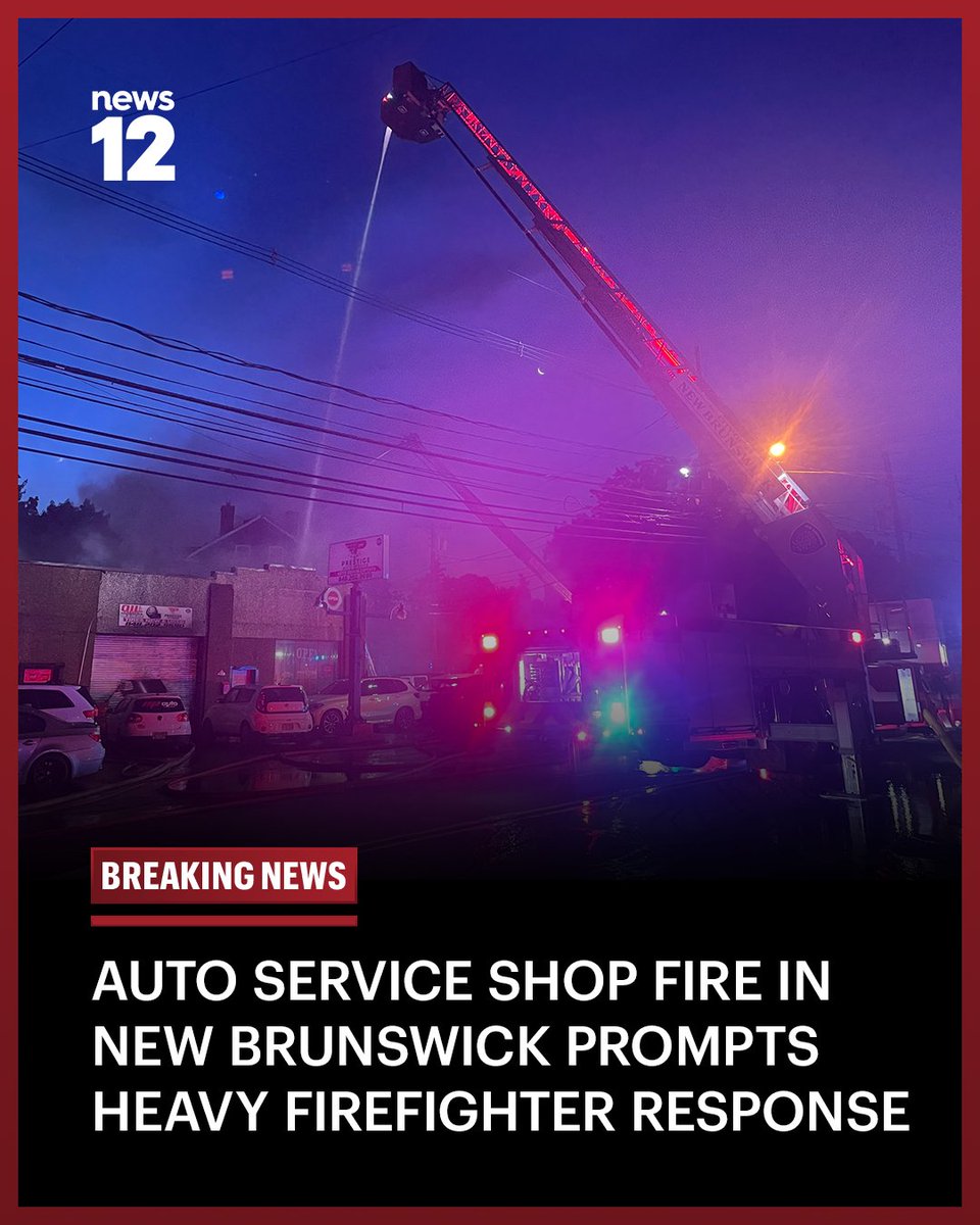 A fire broke out at Prestige Auto Service in NewBrunswick, prompting a large response from firefighters